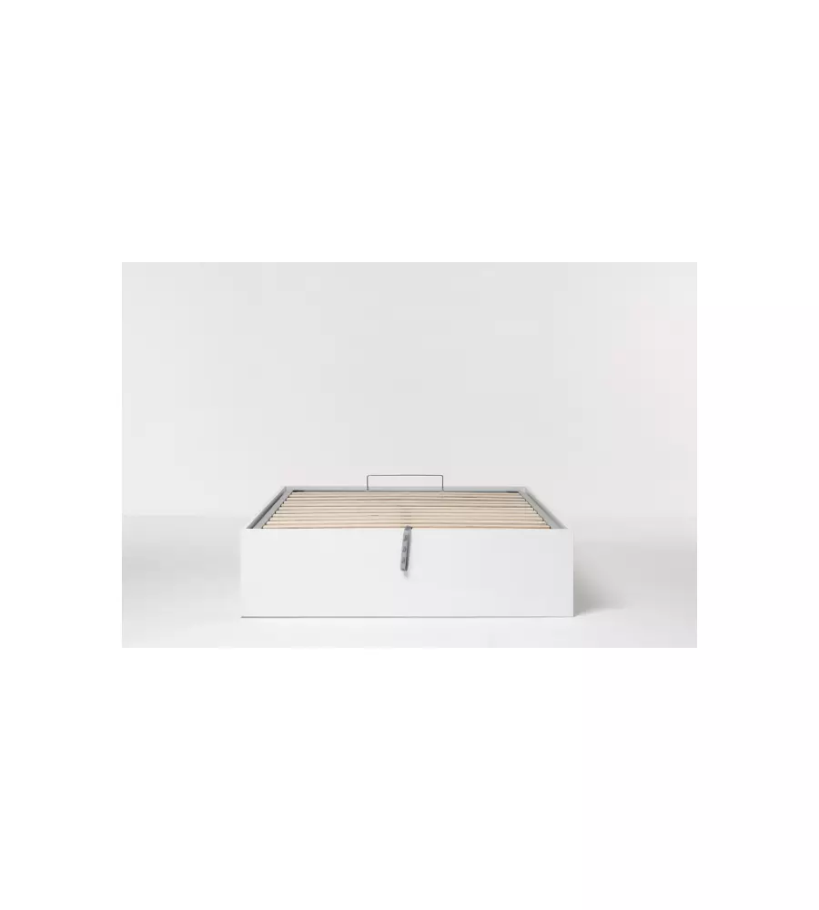 Letto 1 piazza e mezza "bed box" bianco con rete e contenitore, 120x190 cm